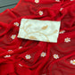 Red Floral Embroidered Georgette Saree