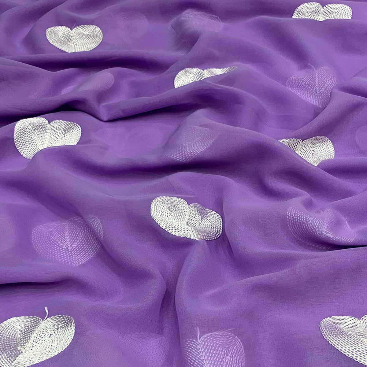 Lavender Embroidered Georgette Saree