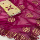 Magenta Embroidered Georgette Saree With Gota Patti Work