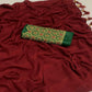 Maroon Zari Woven Georgettte Saree With Tassels