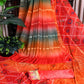 Red & Orange Bandhani Printed Georgette Saree With Zari Border