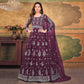 Purple Embroidered Net Semi Stitched Anarkali Suit