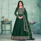 Green Embroidered Art Silk Semi Stitched Anarkali Suit