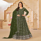 Mehendi Green Floral Embroidered Georgette Semi Stitched Anarkali Suit