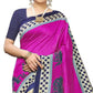 Cream Pink Printed Art Silk Half N Half Saree