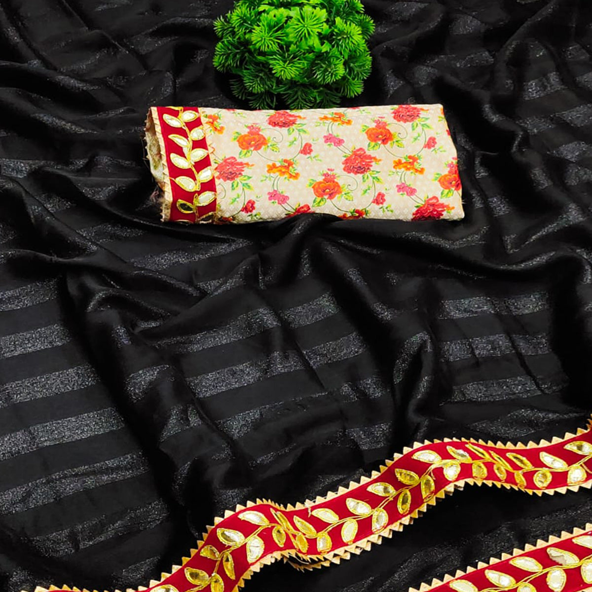 Black Woven Chiffon Saree