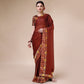 Rust Swarovski With Bandhani Printed Border Art Silk Saree