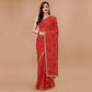 Red Bandhani Printed Chiffon Saree