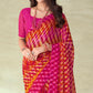 Magenta Geometric Printed Chiffon Saree