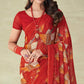 Red Geometric Printed Chiffon Saree