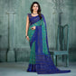 Teal & Blue Bandhani Printed Chiffon Saree