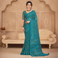 Rama Blue Bandhani Printed Chiffon Saree