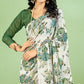 Green Floral Printed Chiffon Saree