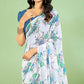 Blue Floral Printed Chiffon Saree