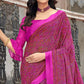 Magenta Floral Printed Chiffon Saree