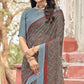 Grey Floral Printed Chiffon Saree