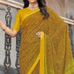 Mustard Floral Printed Chiffon Saree