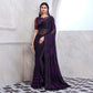 Purple & Black Floral Sequins Embroidered Georgette Saree