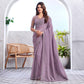 Lavender Floral Sequins Embroidered Georgette Saree