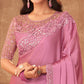 Light Pink Embroidered Art Silk Saree