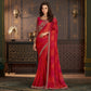 Red Embroidered Chiffon Saree