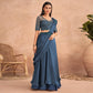 Blue Sequins Embroidered Ready To Wear Art Silk Saree