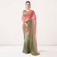 Pink & Olive Green Printed Georgette Saree