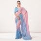 Peach & Sky Blue Printed Georgette Saree