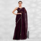 Wine Embroidered Swaroski Work Chiffon Saree