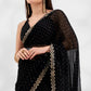 Black Embroidered Swaroski Work Chiffon Saree