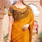 Mustard Solid With Embroidered Border Chiffon Saree