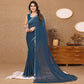 Teal Blue Embroidered Butti Work Georgette Saree