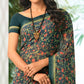 Bottle Green Floral Printed Georgette Saree