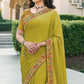 Olive Green Floral Digital Printed Georgette Saree