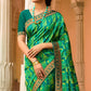 Parrot Green Printed Art Silk Saree