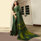 Green Printed Art Silk Saree With Lace Border