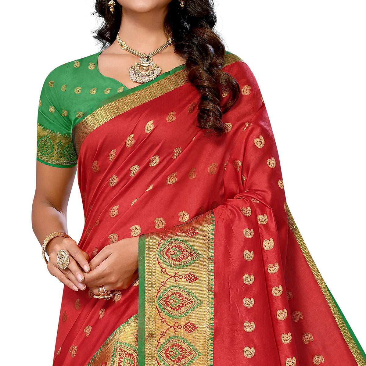 Red Woven Banarasi Silk Saree