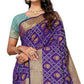 Violet Floral Woven Banarasi Silk Saree