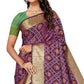 Wine Floral Woven Banarasi Silk Saree