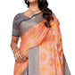 Peach Woven Banarasi Silk Saree