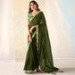 Mehendi Green Woven Georgette Saree With Lace Border