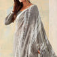 Grey Woven With Shibori Printed Georgette Saree