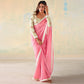 Light Pink Foil Printed Georgette Saree With Embroidered Border