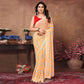 Yellow Printed Striped Printed Ready To Wear Georgette Saree