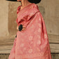 Gajri Pink Floral Woven Art Silk Saree With Tassels