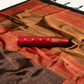 Brown Floral Woven Art Silk Saree With Tassels