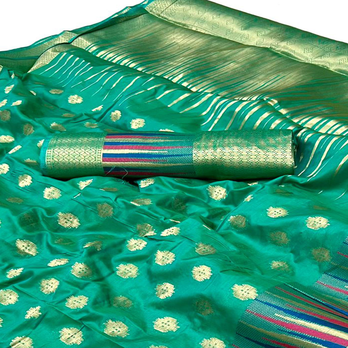 Rama Green Butti Design Woven Art Silk Saree