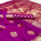 Magenta Floral Woven Art Silk Saree