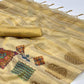 Beige Woven Art Silk Saree With Digital Print