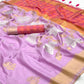 Lavender Floral Woven Art Silk Saree With Tassels